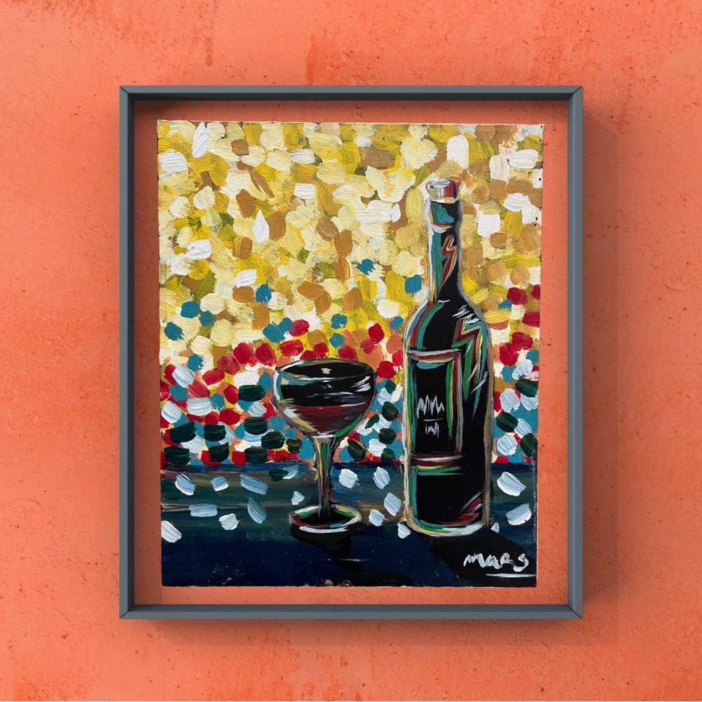Vibrant Canvas Art with Wine Theme